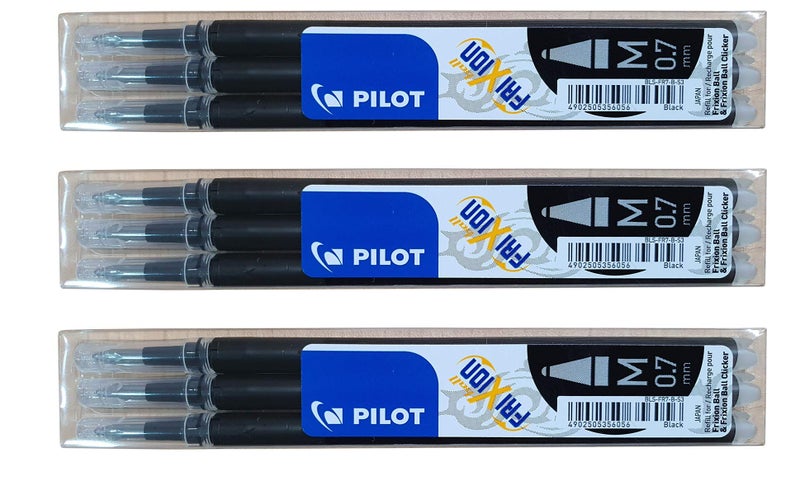 Pilot Frixion erasable pens refill, 9 refill bundle Black gel ink fine point 07 (Black) - Image 1
